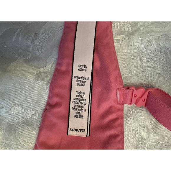 Victoria's Secret Bra 34DD Body By Victoria Unlined Demi Pink‎ Lace Lingerie - Picture 8 of 9
